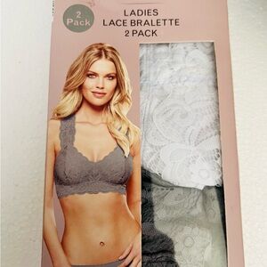 New Serra Ladies Lace Bralette 2 Pack - White and Gray